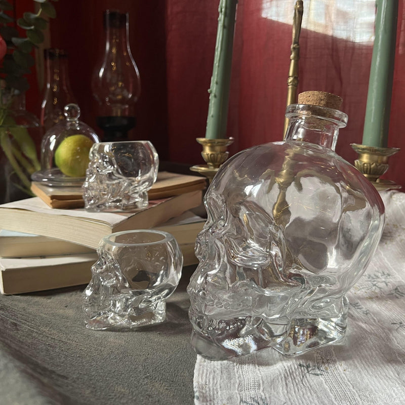 2 - Piece Skull Decanter Set - 750ml Crystal Wine Decanter - SHOP PAGUE AO CHEGAR HalloweenTM