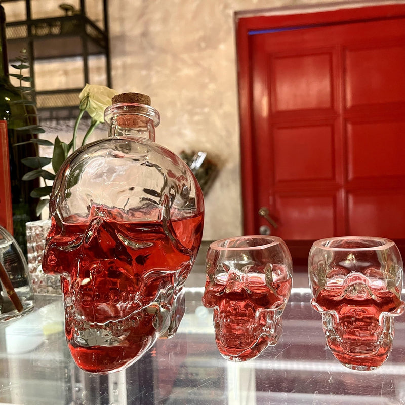 2 - Piece Skull Decanter Set - 750ml Crystal Wine Decanter - SHOP PAGUE AO CHEGAR HalloweenTM