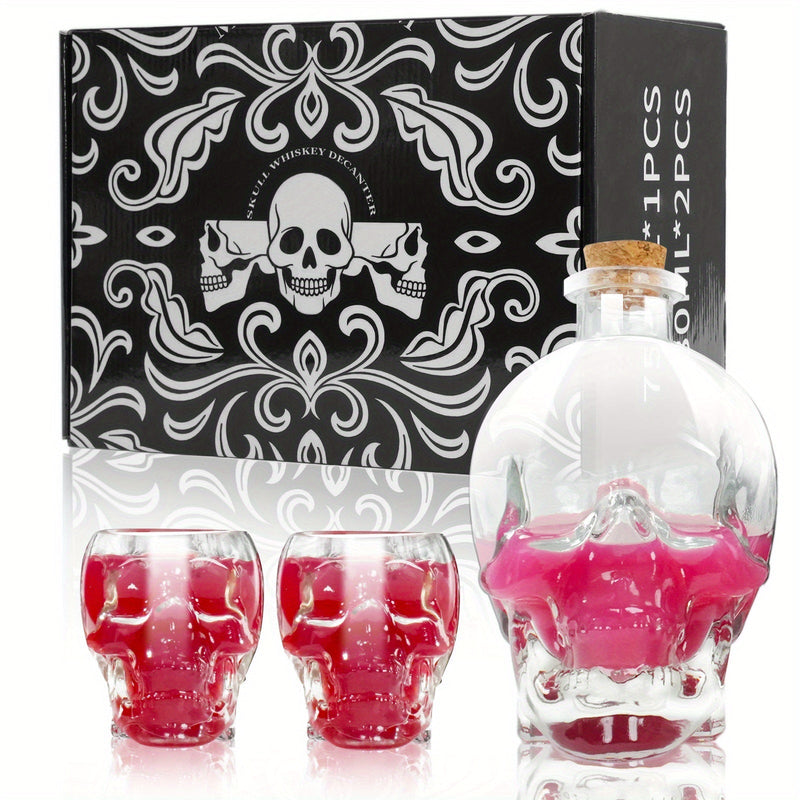 2 - Piece Skull Decanter Set - 750ml Crystal Wine Decanter - SHOP PAGUE AO CHEGAR HalloweenTM