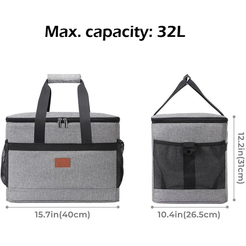 32L Large Soft Cooler Bag with Hard Liner Grey - SHOP PAGUE AO CHEGAR Camping & HikingOBA