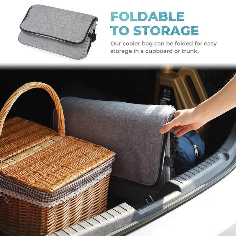 32L Large Soft Cooler Bag with Hard Liner Grey - SHOP PAGUE AO CHEGAR Camping & HikingOBA