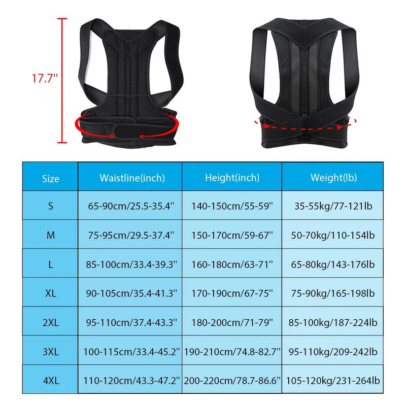 Back Brace Posture Corrector for Women & Men, Adjustable Back Lumbar Support Belt Shoulder Posture Support for Improve Scoliosis - SHOP PAGUE AO CHEGAR SHOP PAGUE AO CHEGAR