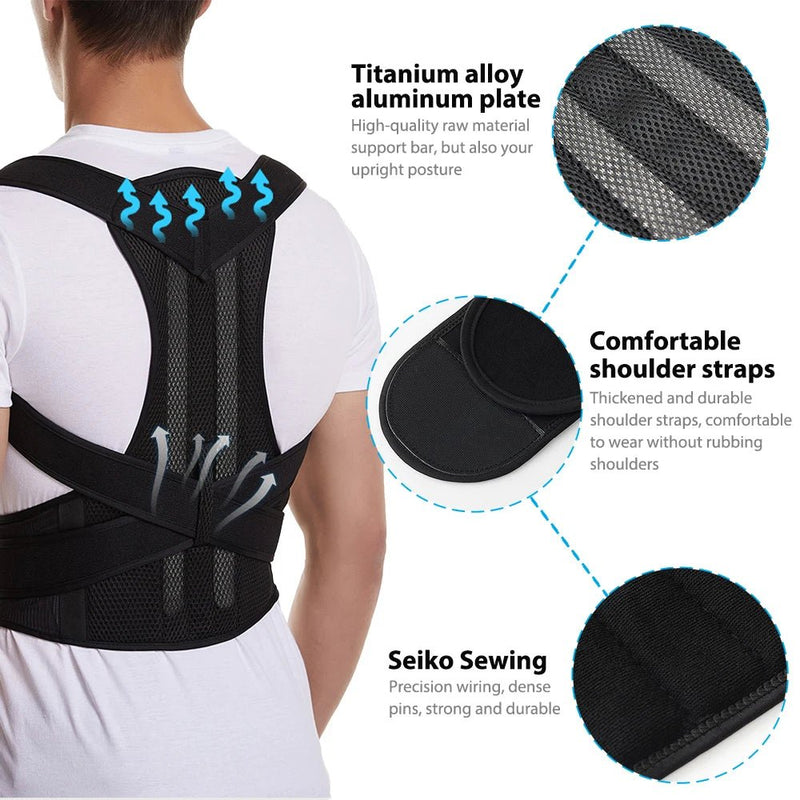 Back Brace Posture Corrector for Women & Men, Adjustable Back Lumbar Support Belt Shoulder Posture Support for Improve Scoliosis - SHOP PAGUE AO CHEGAR SHOP PAGUE AO CHEGAR