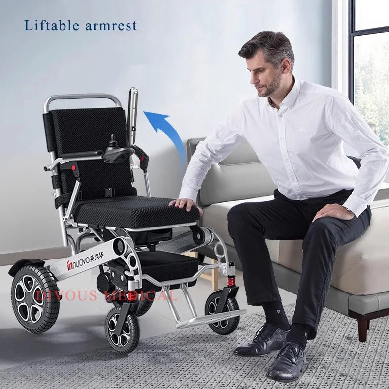 Big Seat Width 50cm Aluminum Folding Electric Wheel Chair for Adults Wheelchair Disabled Care - SHOP PAGUE AO CHEGAR SHOP PAGUE AO CHEGAR