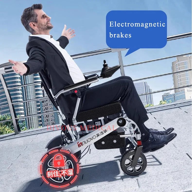 Big Seat Width 50cm Aluminum Folding Electric Wheel Chair for Adults Wheelchair Disabled Care - SHOP PAGUE AO CHEGAR SHOP PAGUE AO CHEGAR