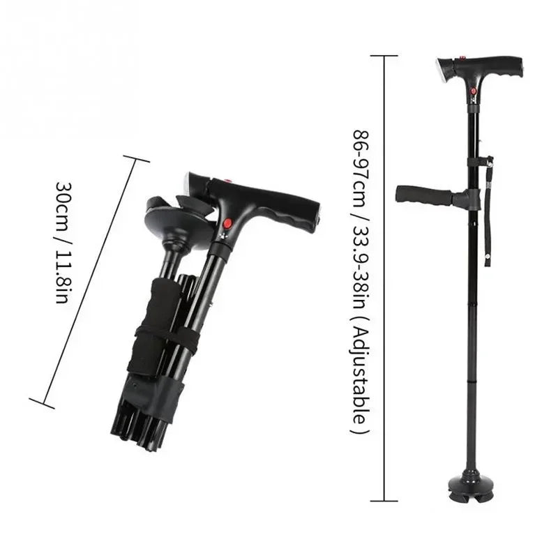 Collapsible Telescopic Folding Cane Elder Cane LED With Alarm Walking Trusty Sticks Elder Crutches for Mothers the Elder Fathers - SHOP PAGUE AO CHEGAR SHOP PAGUE AO CHEGAR