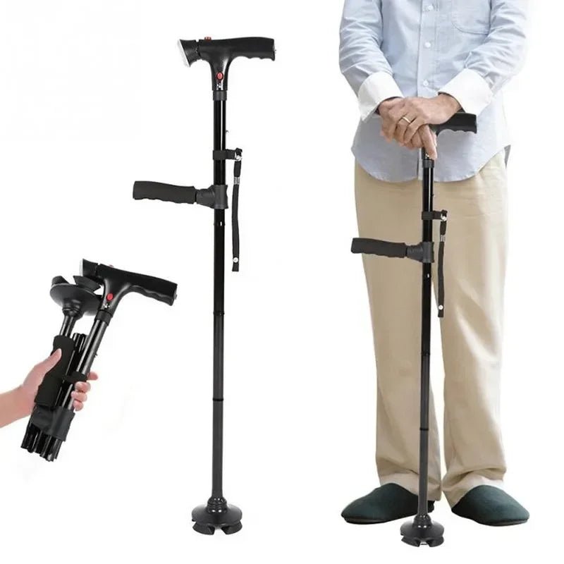 Collapsible Telescopic Folding Cane Elder Cane LED With Alarm Walking Trusty Sticks Elder Crutches for Mothers the Elder Fathers - SHOP PAGUE AO CHEGAR SHOP PAGUE AO CHEGAR