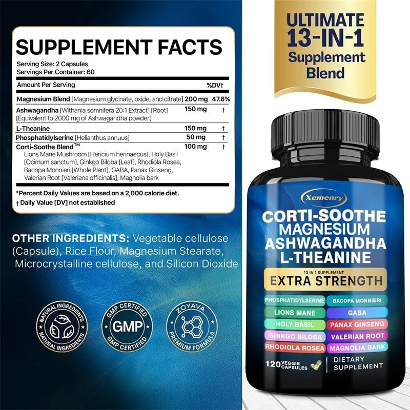 Corti - Soothe Cortisol Supplement with Magnesium, Ashwagandha, L - Theanine - Manage Stress, Maintain Calm & Support Adrenal Health - SHOP PAGUE AO CHEGARSHOP PAGUE AO CHEGAR