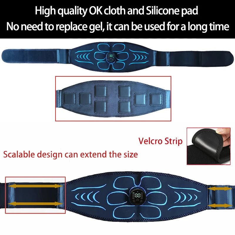 EMS Muscle Stimulator Abdominal Toning Belt Smart Muscle Toner Recharge Body Shaping Massage Belt Weight Loss Fitness Equipment - SHOP PAGUE AO CHEGAR SHOP PAGUE AO CHEGAR