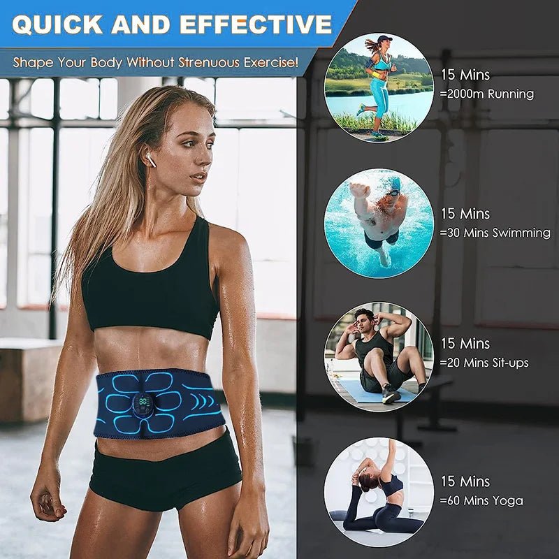 EMS Muscle Stimulator Abdominal Toning Belt Smart Muscle Toner Recharge Body Shaping Massage Belt Weight Loss Fitness Equipment - SHOP PAGUE AO CHEGAR SHOP PAGUE AO CHEGAR