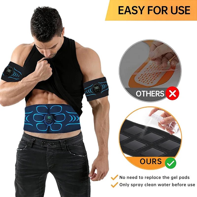EMS Muscle Stimulator Abdominal Toning Belt Smart Muscle Toner Recharge Body Shaping Massage Belt Weight Loss Fitness Equipment - SHOP PAGUE AO CHEGAR SHOP PAGUE AO CHEGAR