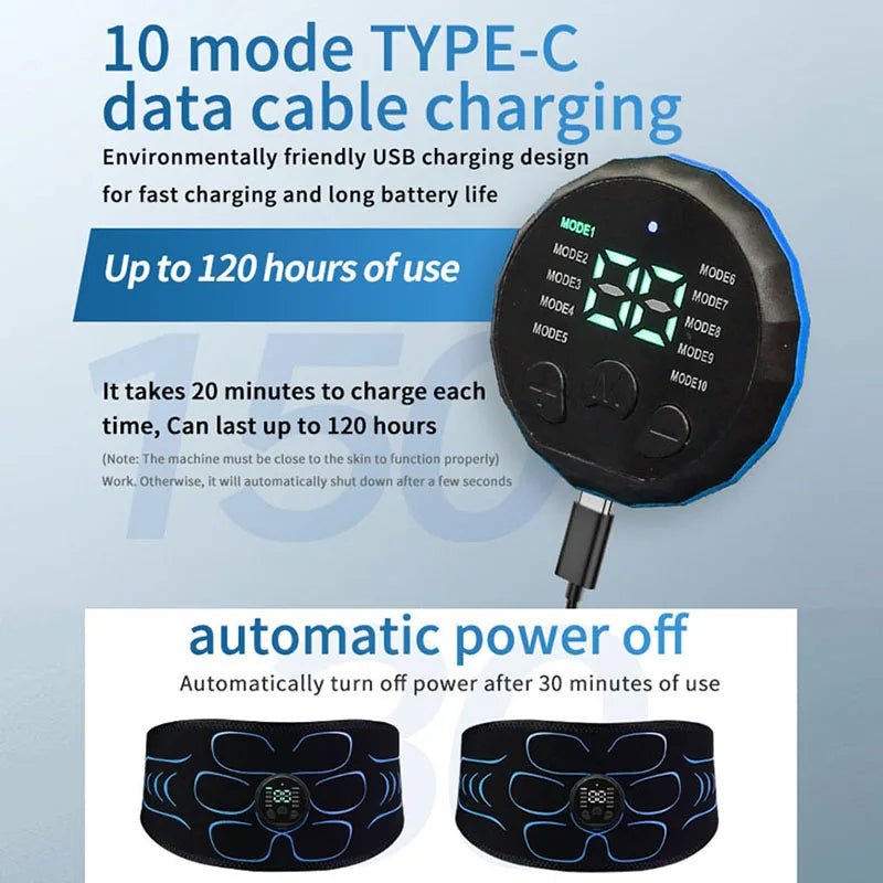 EMS Muscle Stimulator Abdominal Toning Belt Smart Muscle Toner Recharge Body Shaping Massage Belt Weight Loss Fitness Equipment - SHOP PAGUE AO CHEGAR SHOP PAGUE AO CHEGAR