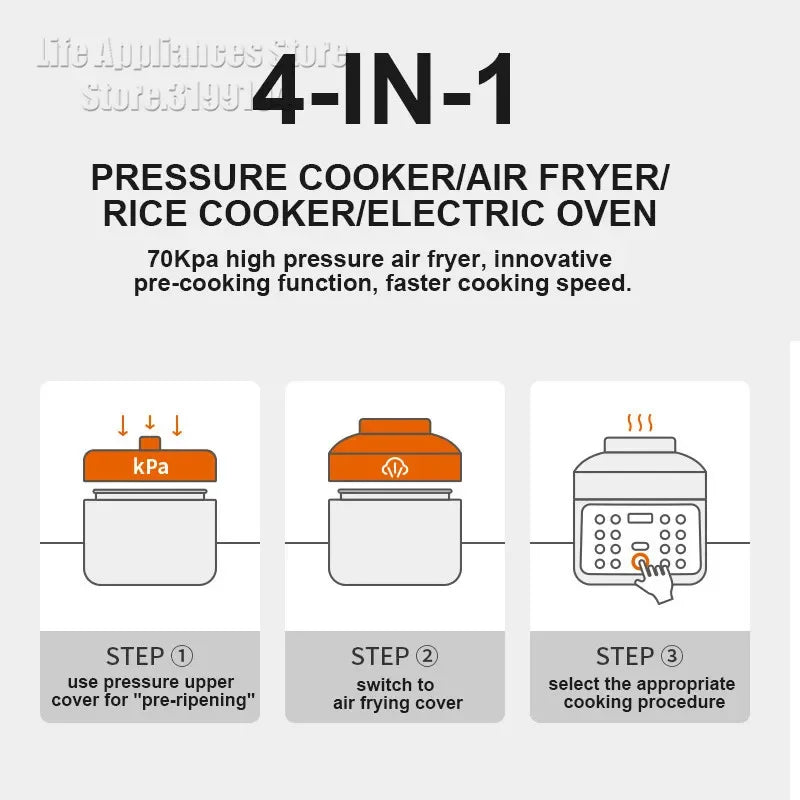 Joyoung Electric Pressure Cooker 4 - in - 1 Multifunction Rice Cooker For Home Kitchen Air Frying Cooking Rice Stew Y40C - B991 - SHOP PAGUE AO CHEGAR SHOP PAGUE AO CHEGAR