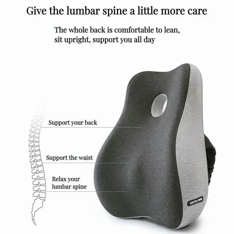 Memory Foam Waist Cushion Massage Back Orthopedic Pillow Lumbar Office Chair Cushion Car Seat Support Pad Buttock Coccyx Pillows - SHOP PAGUE AO CHEGAR SHOP PAGUE AO CHEGAR