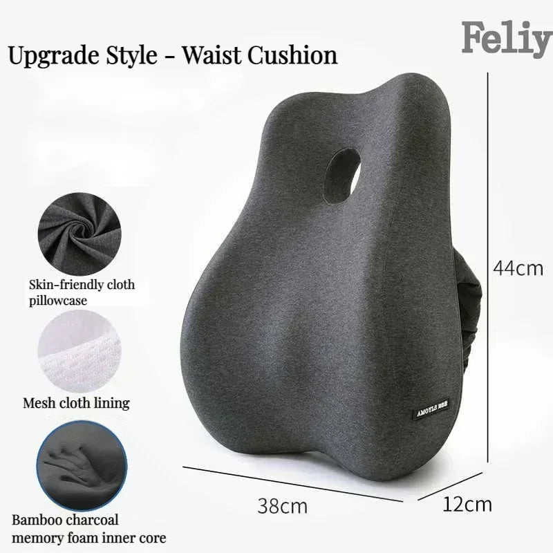 Memory Foam Waist Cushion Massage Back Orthopedic Pillow Lumbar Office Chair Cushion Car Seat Support Pad Buttock Coccyx Pillows - SHOP PAGUE AO CHEGAR SHOP PAGUE AO CHEGAR