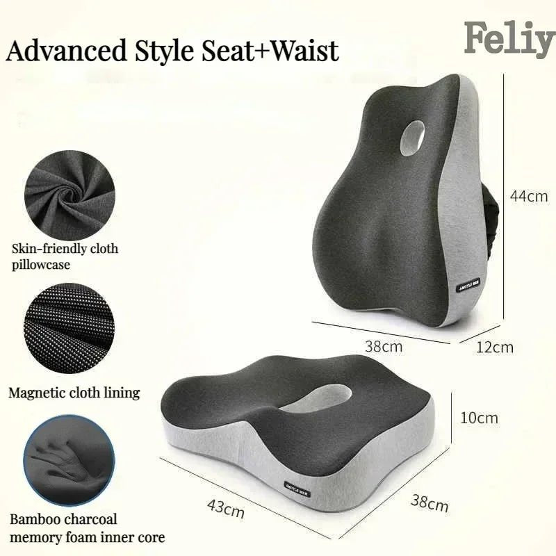 Memory Foam Waist Cushion Massage Back Orthopedic Pillow Lumbar Office Chair Cushion Car Seat Support Pad Buttock Coccyx Pillows - SHOP PAGUE AO CHEGAR SHOP PAGUE AO CHEGAR