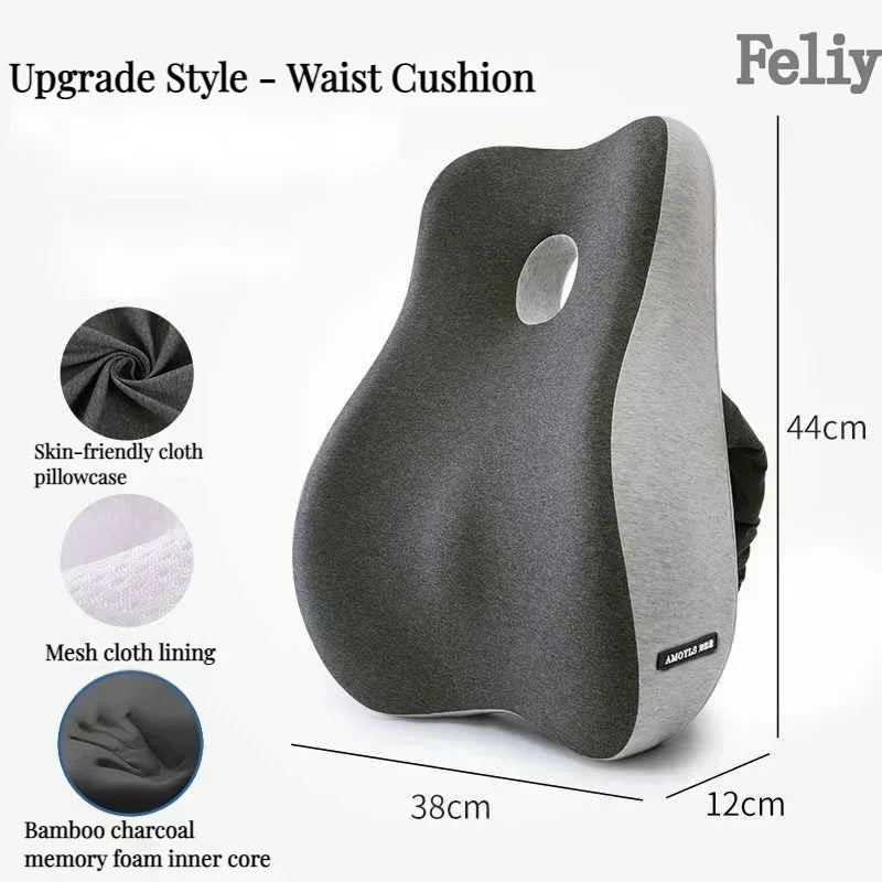 Memory Foam Waist Cushion Massage Back Orthopedic Pillow Lumbar Office Chair Cushion Car Seat Support Pad Buttock Coccyx Pillows - SHOP PAGUE AO CHEGAR SHOP PAGUE AO CHEGAR