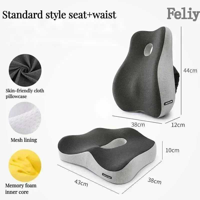 Memory Foam Waist Cushion Massage Back Orthopedic Pillow Lumbar Office Chair Cushion Car Seat Support Pad Buttock Coccyx Pillows - SHOP PAGUE AO CHEGAR SHOP PAGUE AO CHEGAR