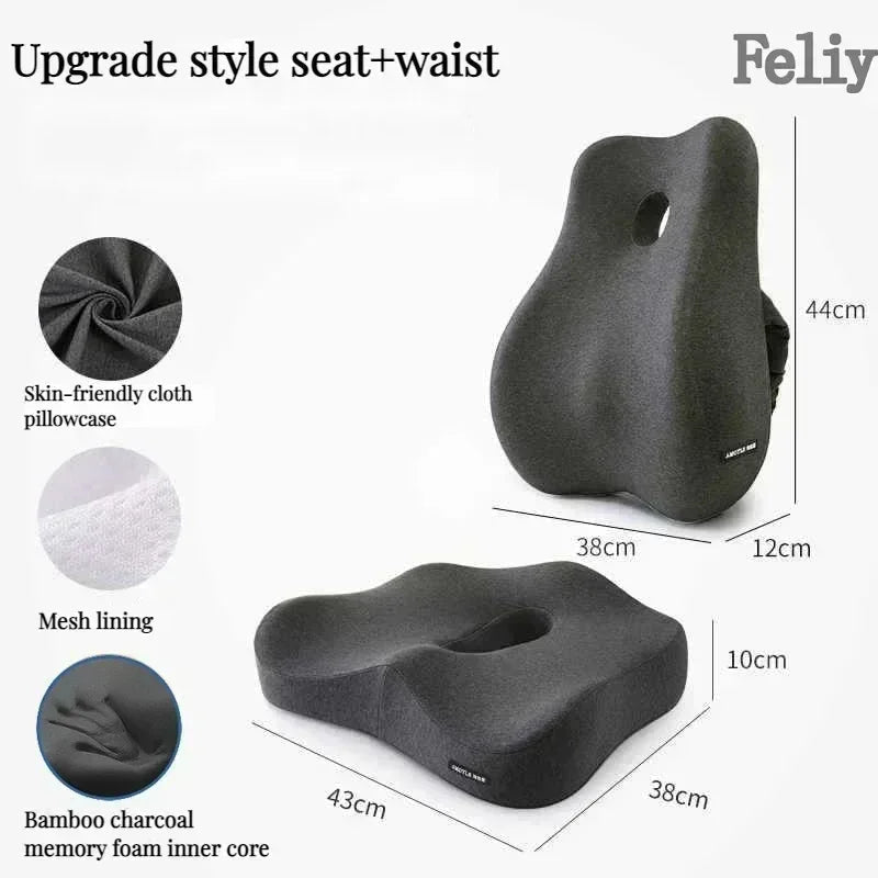 Memory Foam Waist Cushion Massage Back Orthopedic Pillow Lumbar Office Chair Cushion Car Seat Support Pad Buttock Coccyx Pillows - SHOP PAGUE AO CHEGAR SHOP PAGUE AO CHEGAR