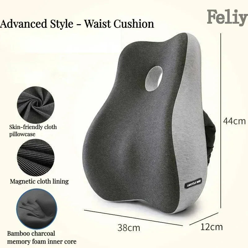 Memory Foam Waist Cushion Massage Back Orthopedic Pillow Lumbar Office Chair Cushion Car Seat Support Pad Buttock Coccyx Pillows - SHOP PAGUE AO CHEGAR SHOP PAGUE AO CHEGAR