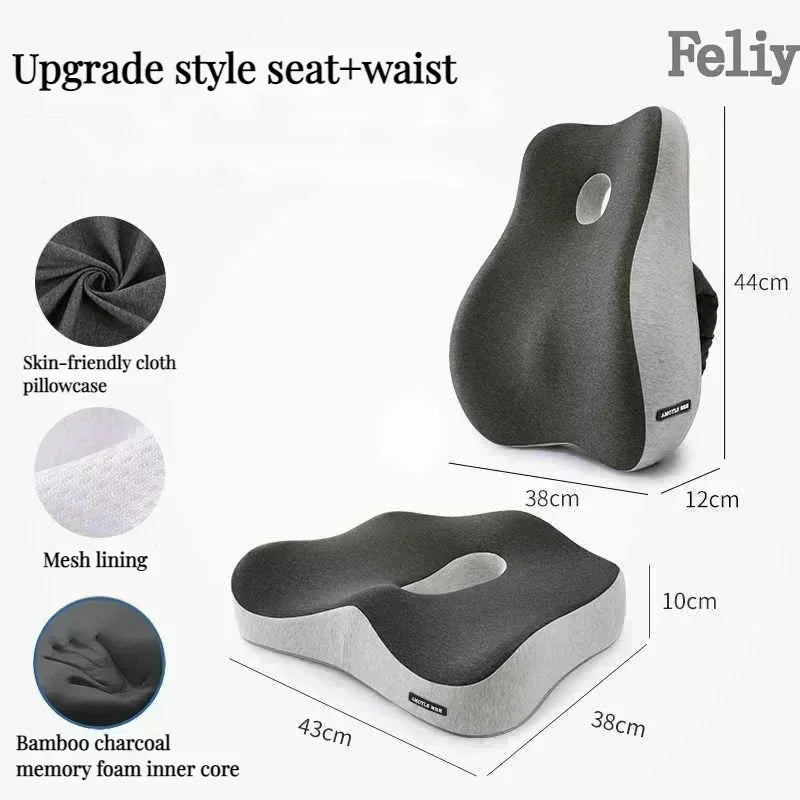 Memory Foam Waist Cushion Massage Back Orthopedic Pillow Lumbar Office Chair Cushion Car Seat Support Pad Buttock Coccyx Pillows - SHOP PAGUE AO CHEGAR SHOP PAGUE AO CHEGAR