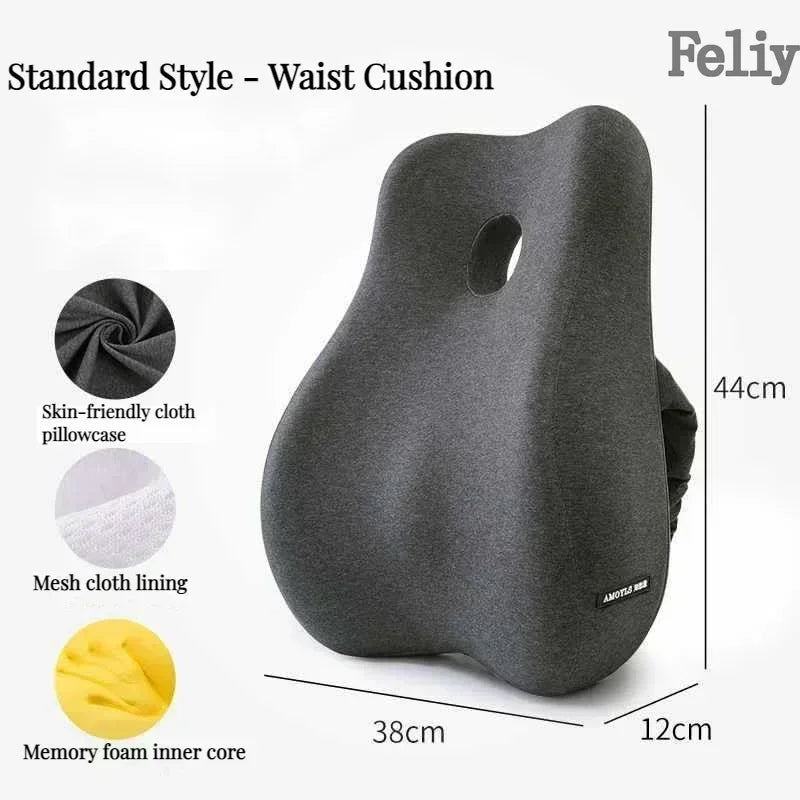 Memory Foam Waist Cushion Massage Back Orthopedic Pillow Lumbar Office Chair Cushion Car Seat Support Pad Buttock Coccyx Pillows - SHOP PAGUE AO CHEGAR SHOP PAGUE AO CHEGAR