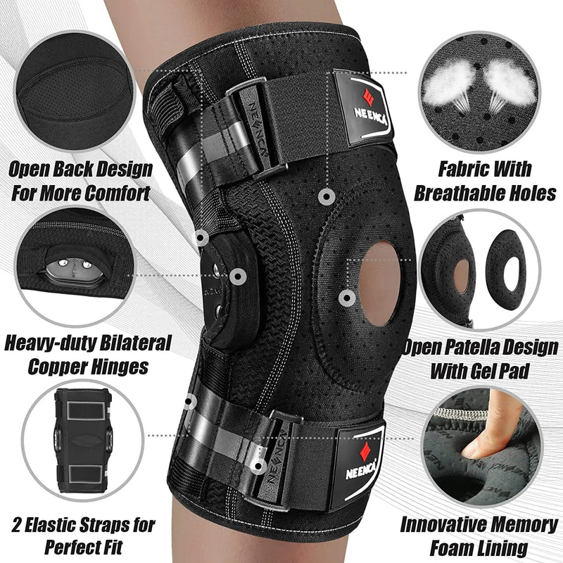 NEENCA Hinged Knee Brace for Knee Pain Knee Support with Side Stabilizers Joint Pain Relief Arthritis Meniscus Tear ACL PCL - SHOP PAGUE AO CHEGAR SHOP PAGUE AO CHEGAR